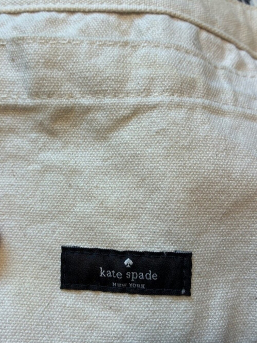 Kate Spade NWOT Canvas Newspaper Print Canvas Tote Bag in White and Black - Picture 4 of 4
